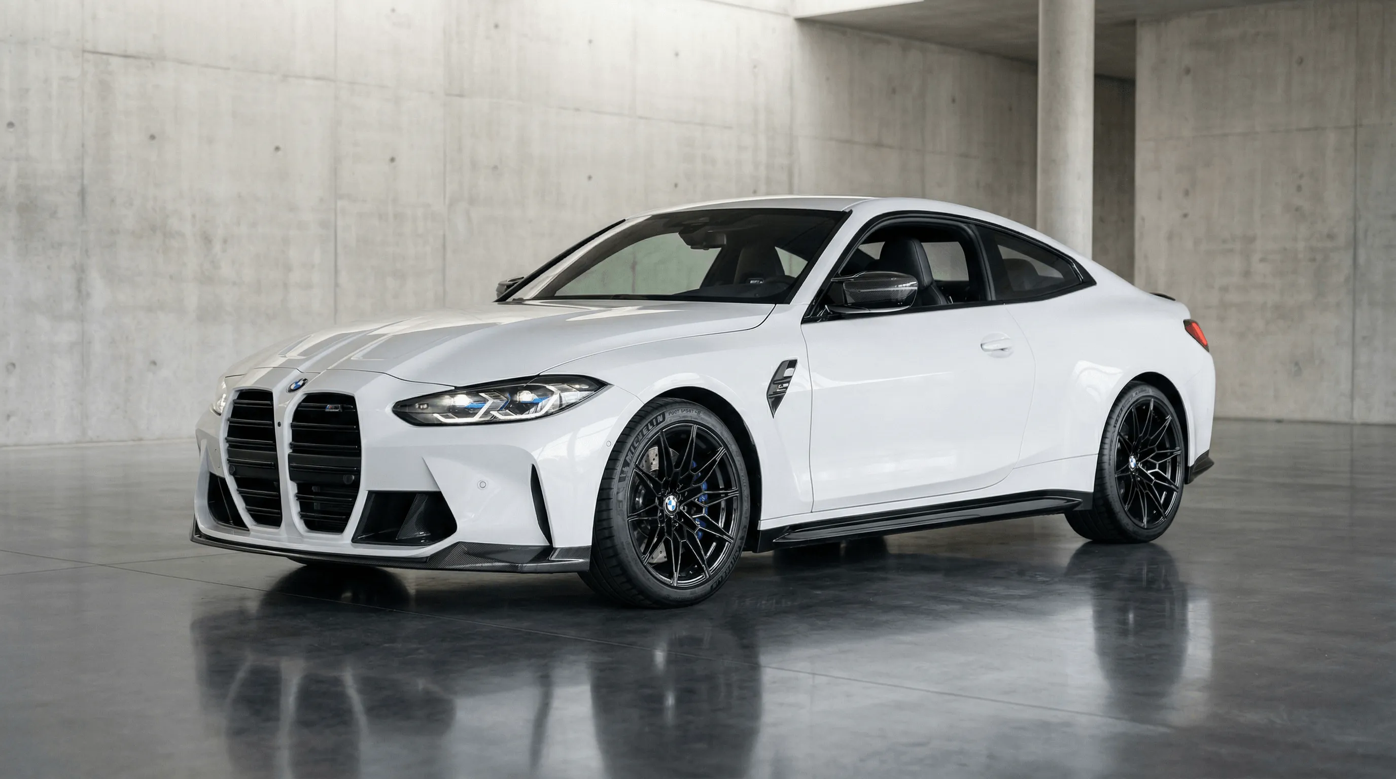 Car photographed from three-quarter angle