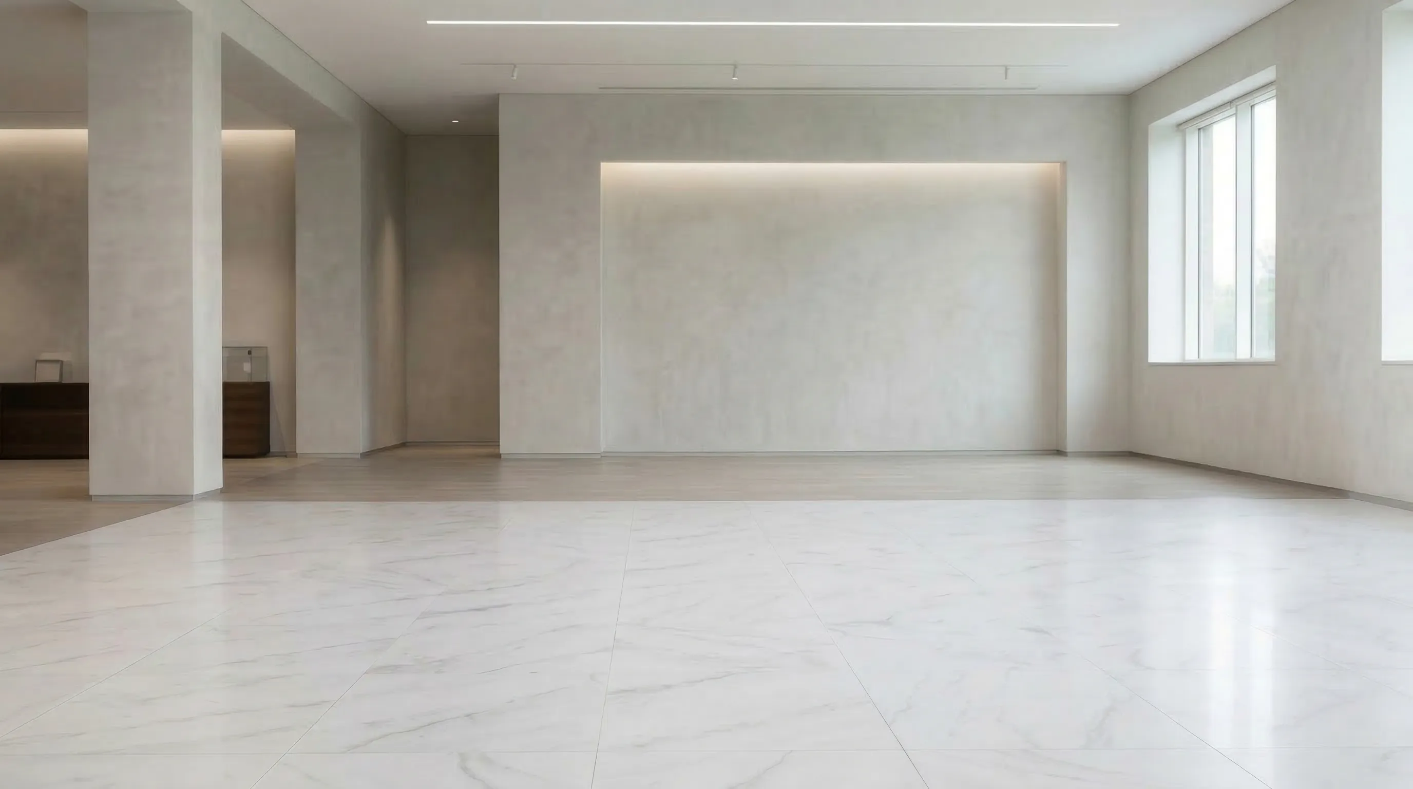 Car in marble gallery with elegant stone walls